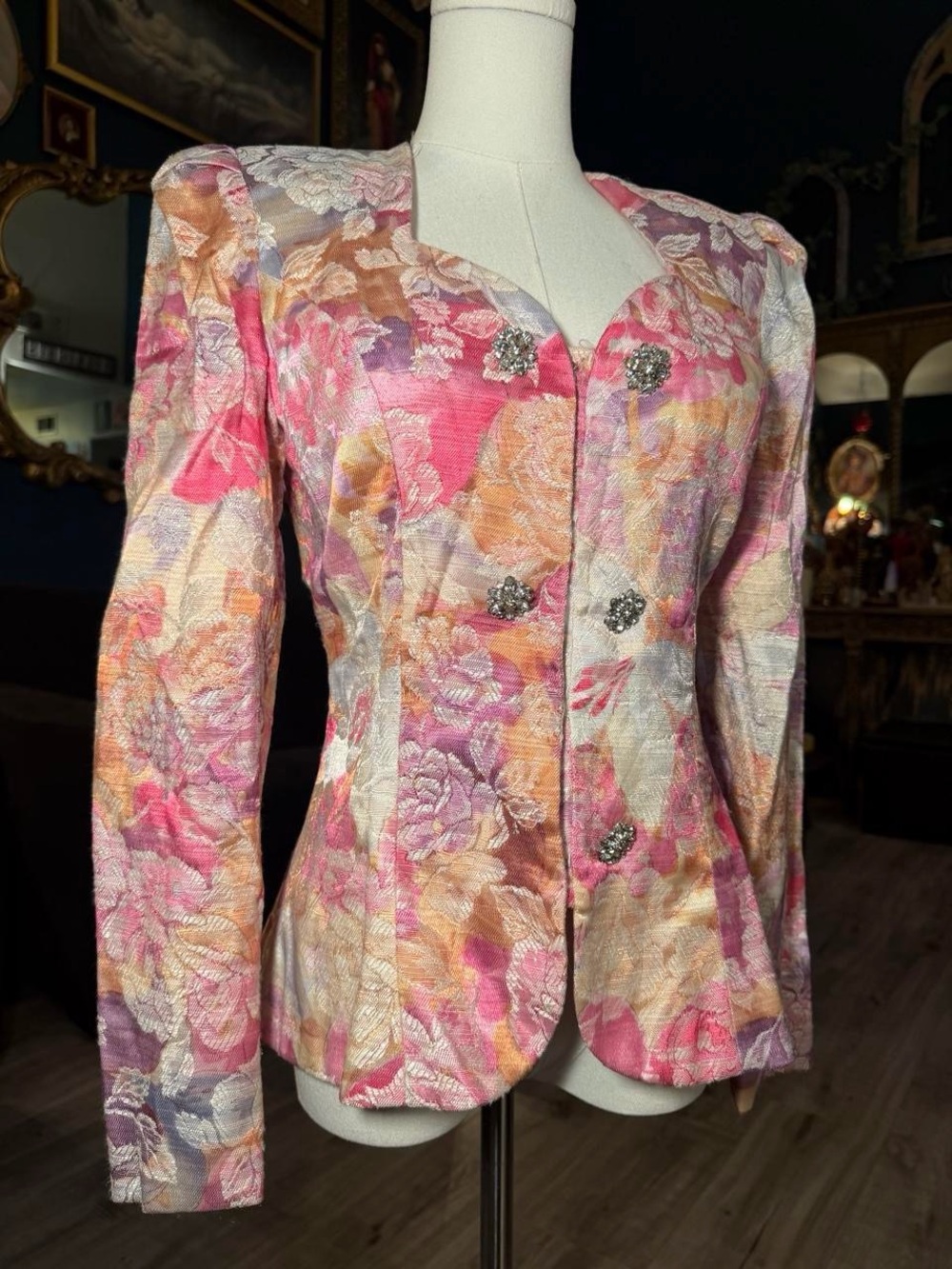Vintage Margaret’s Lubbock Texas Floral Brocade Jacket Blazer | Size 6 - Picture 2 of 8
